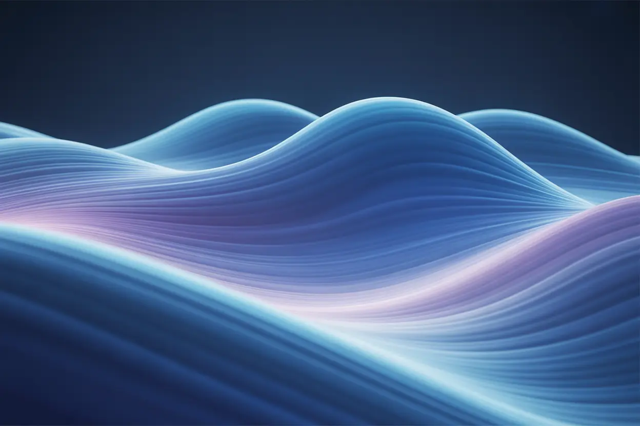 Abstract representation of brainwaves during deep sleep, with calming blue and purple colors.