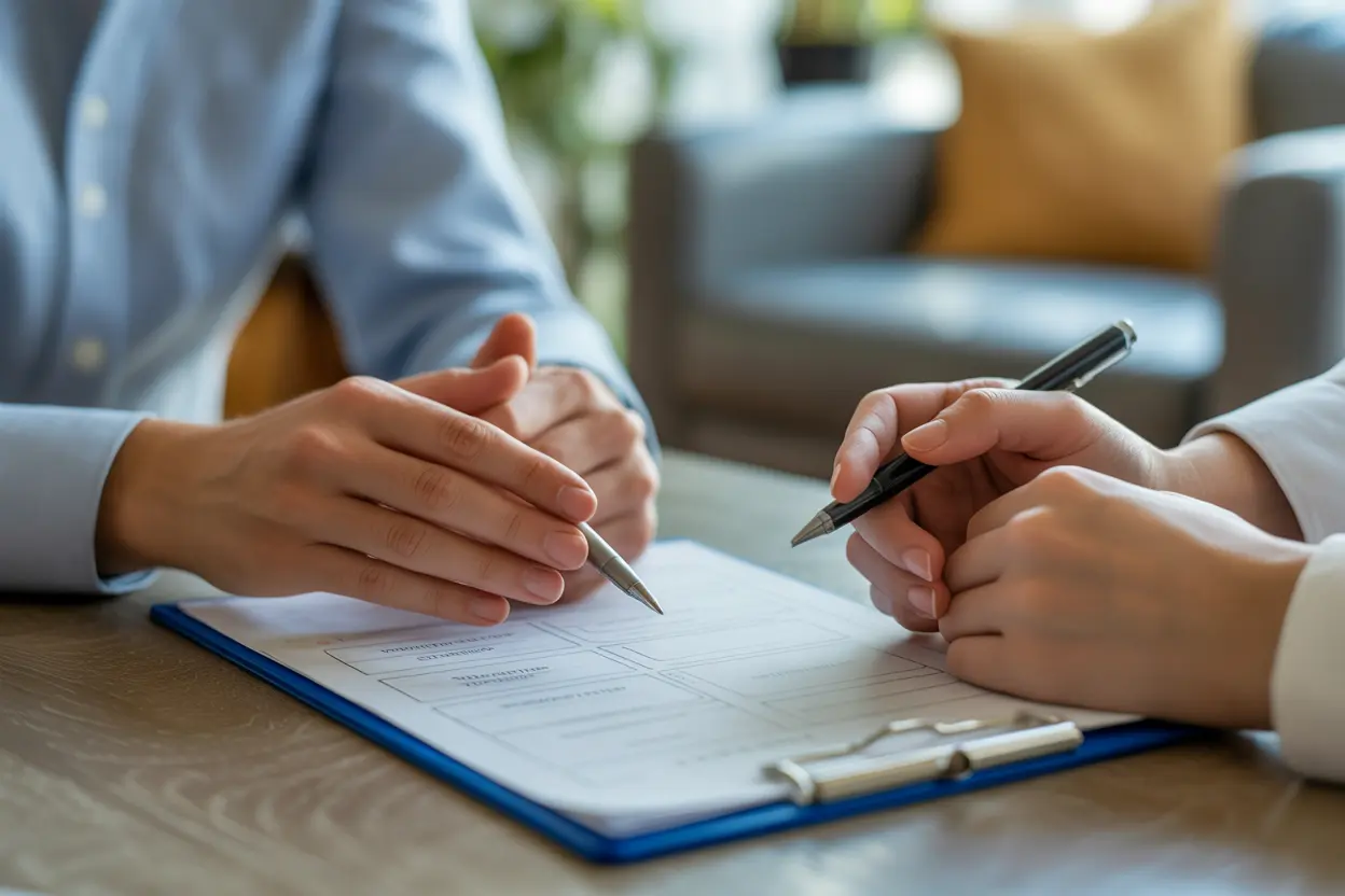 A therapist and patient reviewing a treatment plan together, highlighting the collaborative nature of evidence-based care.