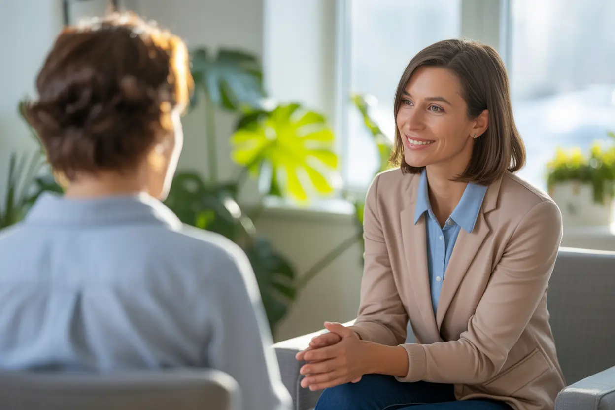 A hopeful and professional therapy setting in Indiana, showing a supportive environment for addiction treatment.