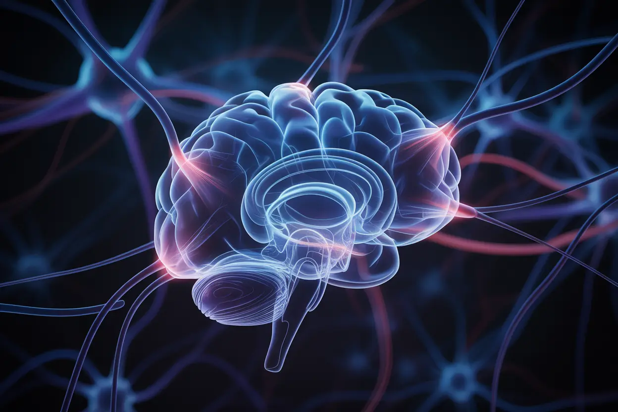 An abstract image of glowing neural pathways in the brain, representing the complex neurological effects of hallucinogens.