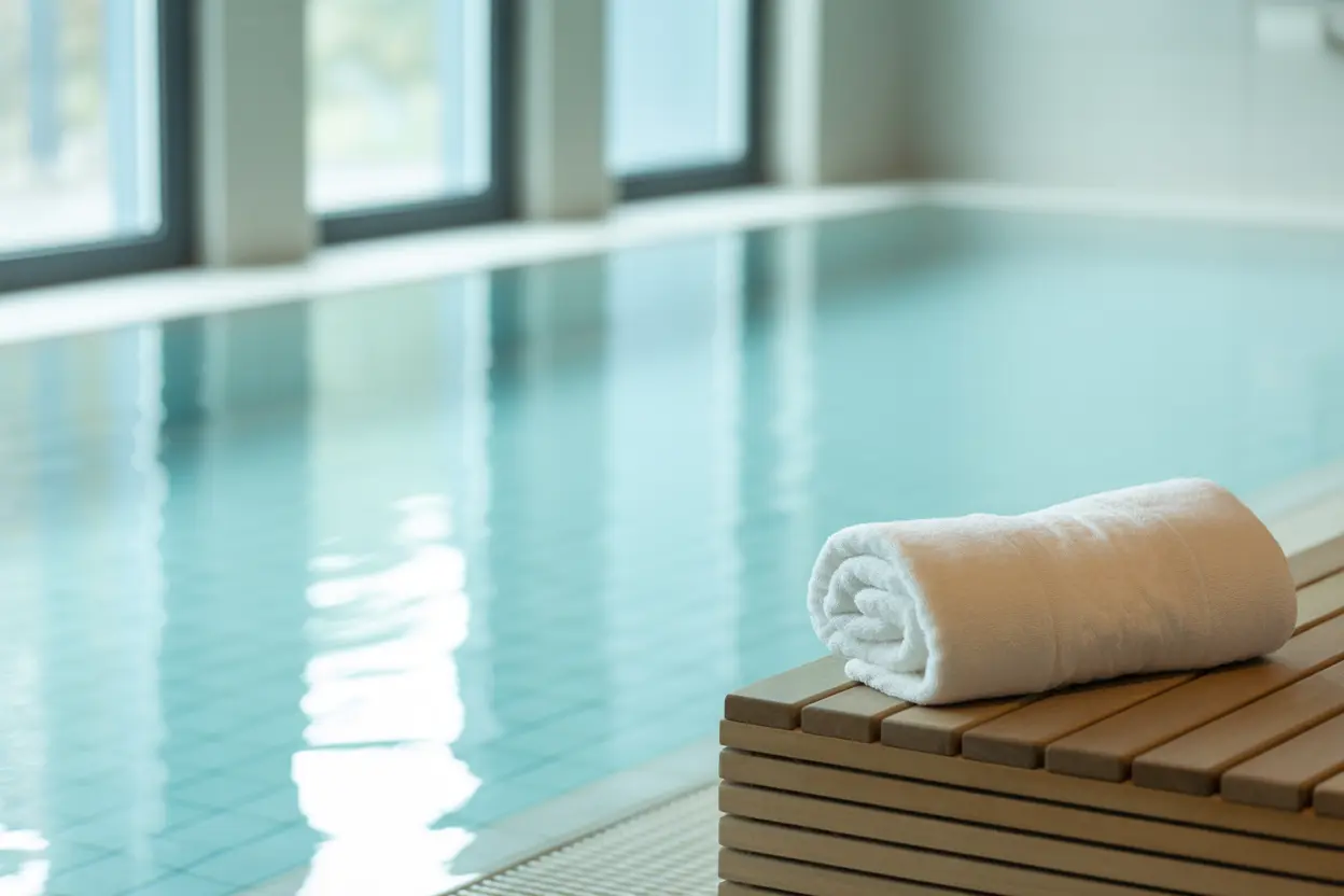 A quiet indoor hydrotherapy pool in a wellness center, suggesting a place for healing.