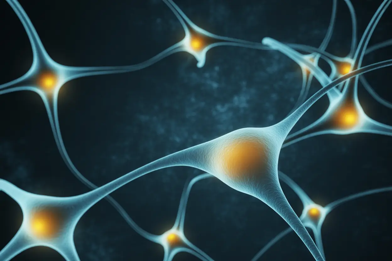 An abstract visualization of glowing neural pathways in the brain, representing dopamine and brain chemistry.