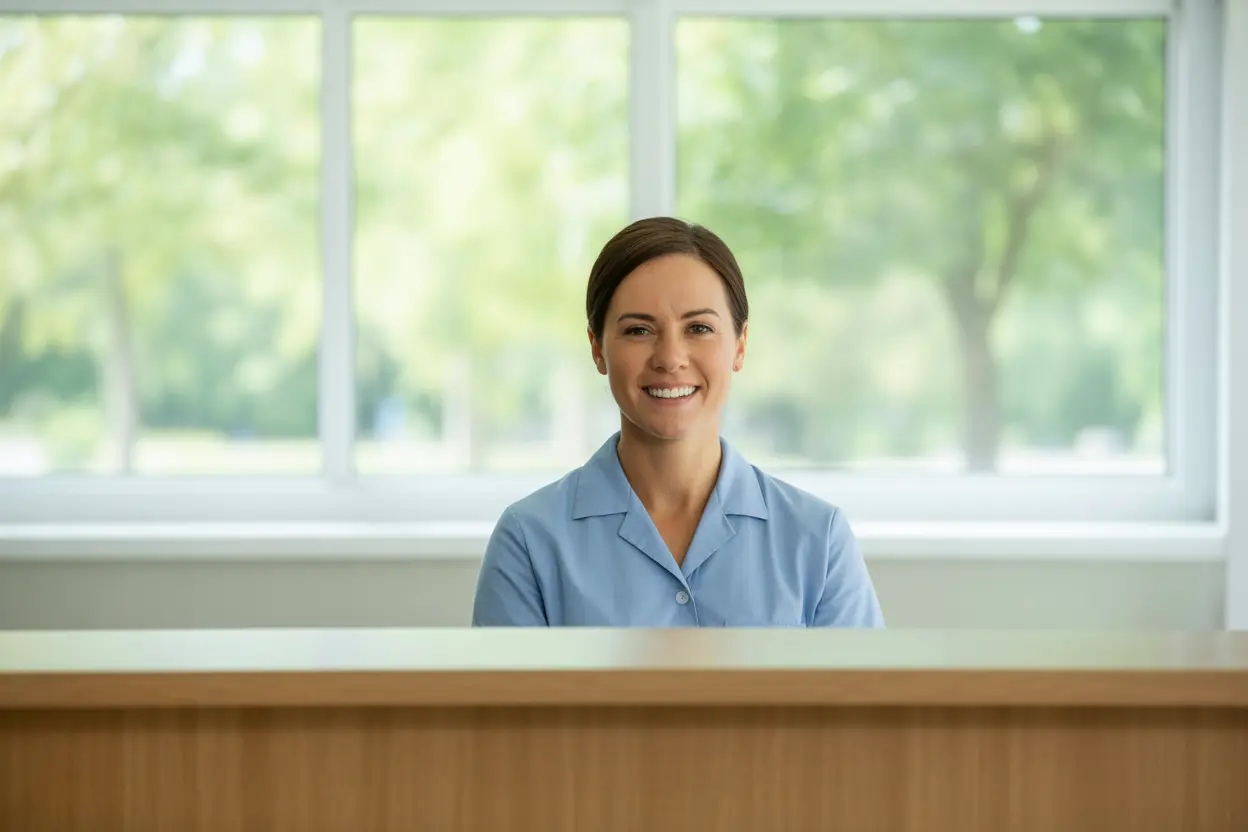 A welcoming reception area in an Indiana treatment facility, conveying a sense of safety and professionalism.