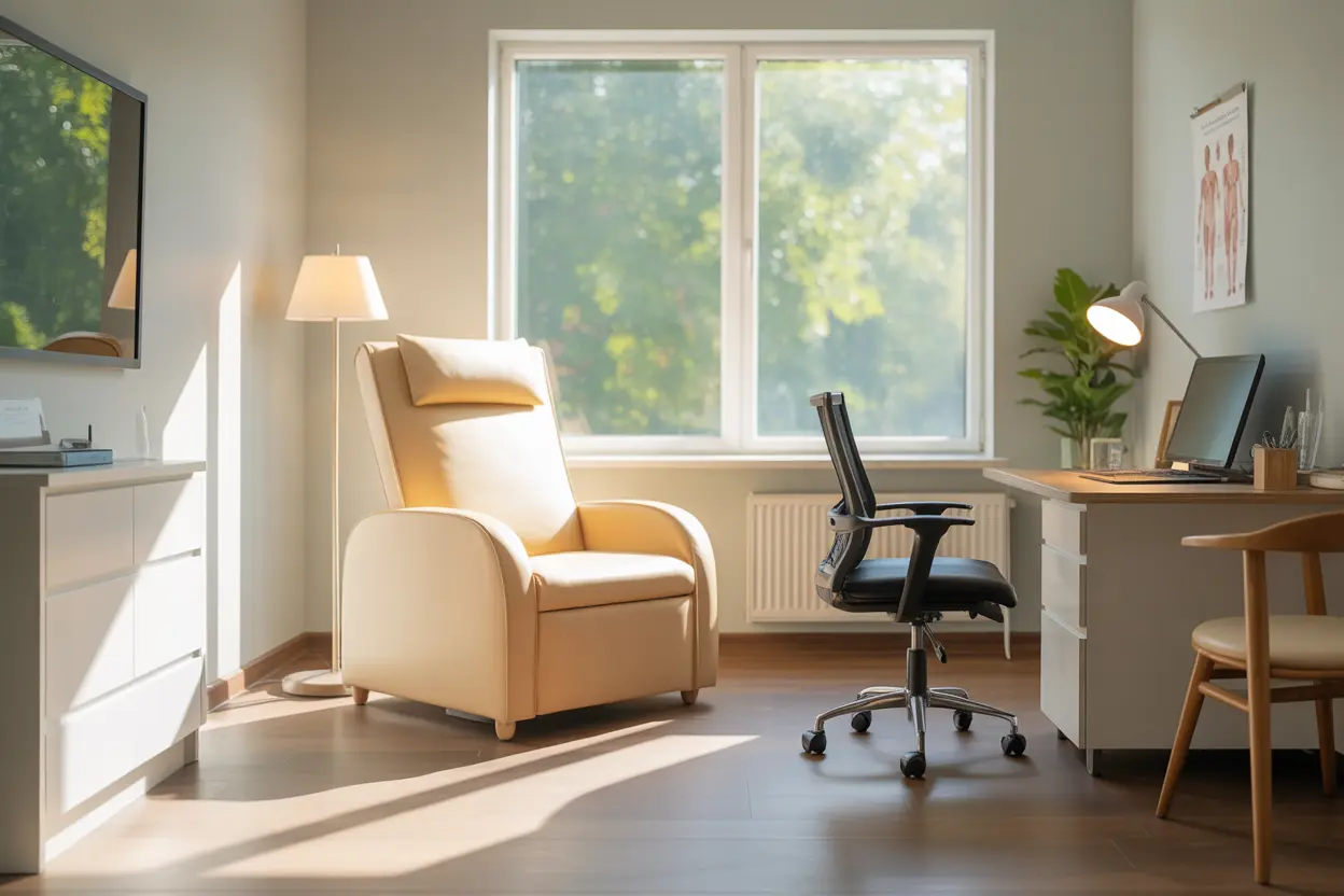 A calm and professional consultation room ready to provide supportive care.
