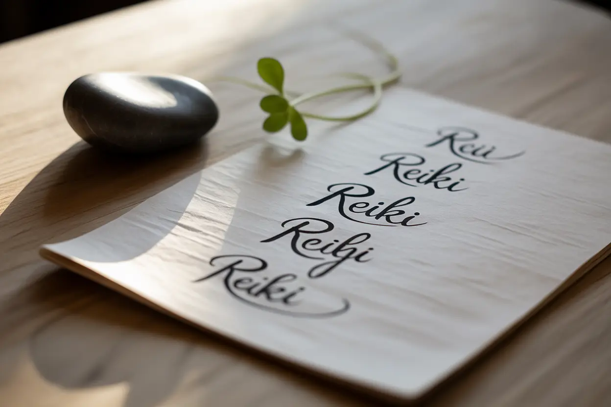 The five principles of reiki written in calligraphy on paper, representing its foundational philosophy.