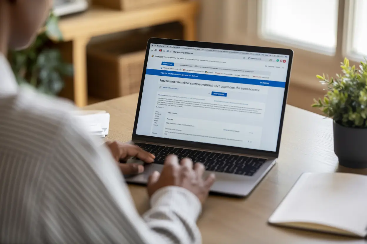 A person reviewing their insurance benefits for tobacco cessation programs on a laptop at home.